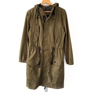Love Tree Womens Military Trench Coat S Green Utility Jacket Army Pockets Cotton